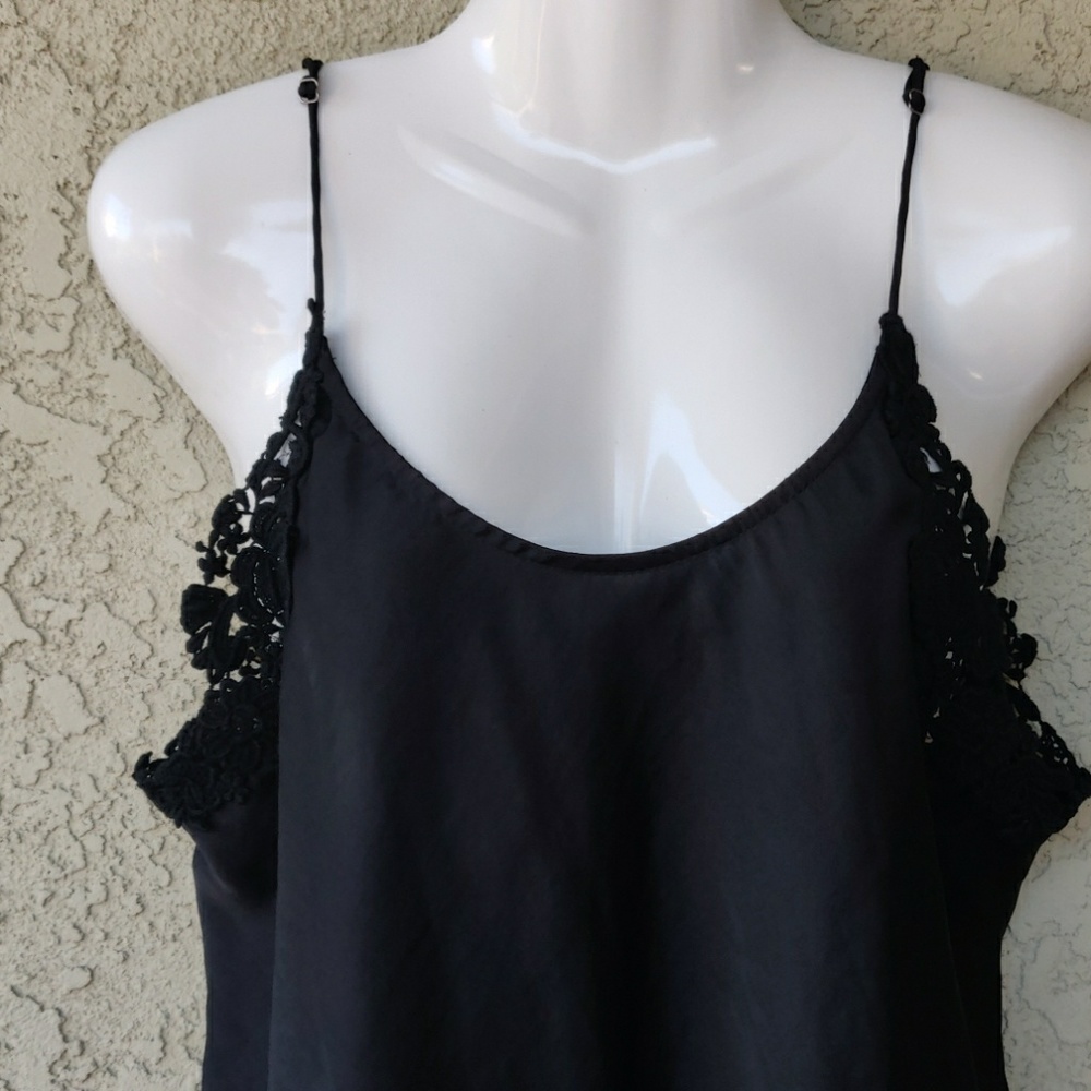 Free people intimately black silk crochet blouse - Picture 2 of 8